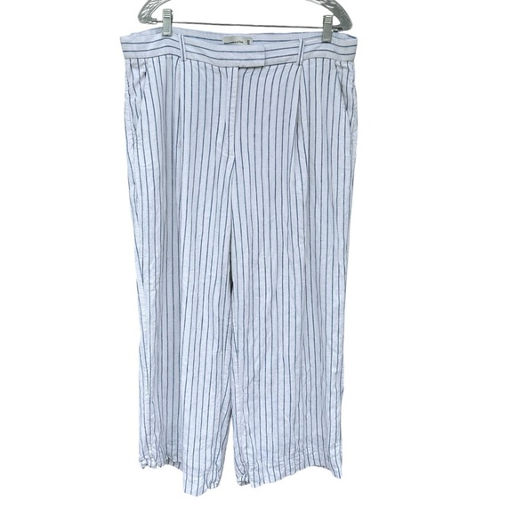 Abercrombie & Fitch Linen White Sloan Pant Blue Pin Stripe - Size 33/16 Short - Picture 2 of 10